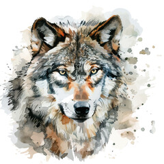 Canvas Print - A watercolor painting of a Wolf, isolated on a white background. Wolf vector.