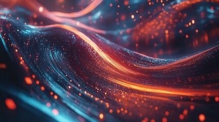 Poster - Abstract waves of light and color creating a vibrant, flowing digital landscape.