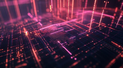 Poster - Abstract digital landscape with glowing lines and nodes, suggesting data flow and connectivity.