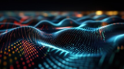 Poster - Abstract digital waves with vibrant colors and patterns representing data visualization.