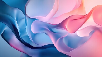 Poster - A vibrant abstract design featuring flowing waves of blue and pink hues.