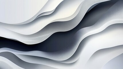 Poster - Abstract wavy design in shades of gray and white, creating a smooth, flowing visual effect.