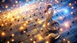 © engincan - A music sheet paper with 3D glitter musical notes placed on a stave and staff. The design combines artistic elements with a touch of sparkle, creating a lively and dynamic visual for music lovers.
