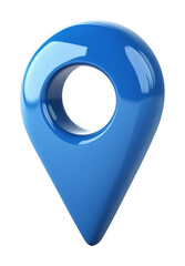 Poster - 3d blue location map pin on transparent background, navigation symbol. technology and travel concept