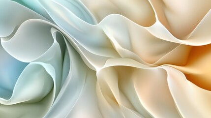 Poster - Abstract flowing fabric in soft pastel colors, creating a serene and elegant visual effect.