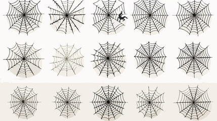 Spider Web Halloween Design Set for Isolated White Background