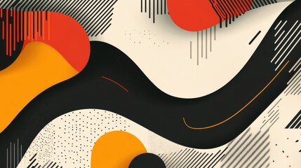 Poster - Abstract design featuring flowing shapes and vibrant colors on a neutral background.