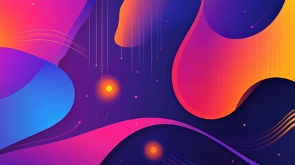 Poster - Abstract colorful design with flowing shapes and glowing elements.