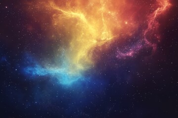 Poster - A vibrant cosmic scene showcasing colorful nebulae against a starry background.