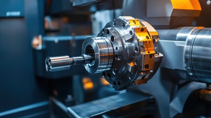 Poster - A clean and efficient industrial machine creating parts with precision.
