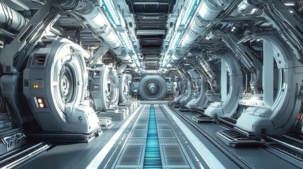 Poster - A fully automated factory with advanced industrial machinery at the core of production.
