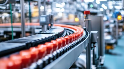 Poster - Modern factory equipment creating products with minimal human intervention.