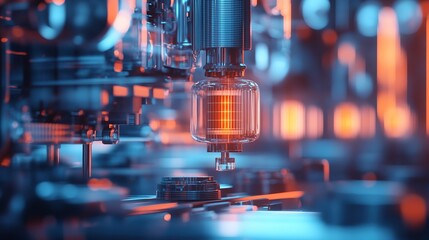 Poster - Modern factory equipment creating products with minimal human intervention.