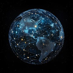 Poster - Global connectivity visualized a stunning representation of earth in a digital network environment