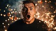 © BlackBird Studio - Surprised Man with Fireworks Background