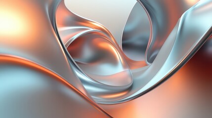 Fototapete - Abstract metallic curves with smooth textures and warm lighting.