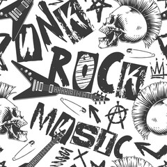 Wall Mural - Punk rock music themed pattern design artwork