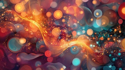 Wall Mural - vibrant abstract art with swirling lights and colorful bokeh effects.