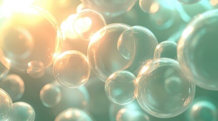 Poster - A close-up view of translucent bubbles reflecting light in a soft, colorful background.