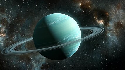 Poster - uranus surrounded by a stunning cosmic backdrop with vibrant rings and distant stars