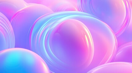 Fototapete - A vibrant abstract composition of translucent bubbles in pastel colors.