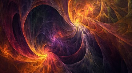Poster - A vibrant abstract fractal design showcasing swirling patterns in warm colors.