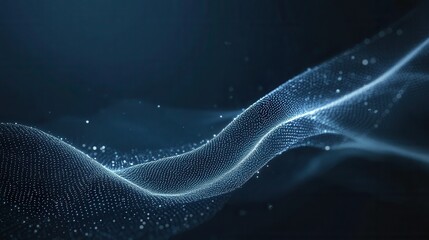 Fototapete - Abstract digital wave with particles, representing data flow and technology.