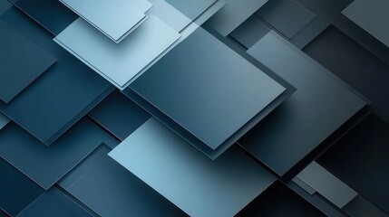 Poster - Abstract geometric pattern with layered squares in varying shades of blue.