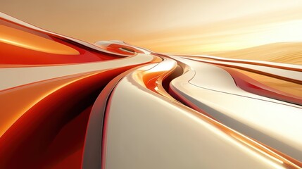 Poster - Abstract flowing shapes in warm tones create a dynamic and modern visual landscape.