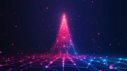 Poster - A vibrant, digital representation of a geometric tree structure in neon colors.