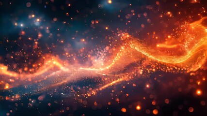 Poster - Abstract digital background with glowing particles. Futuristic wave