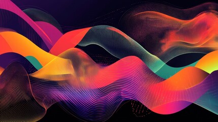 Aufkleber - Abstract colorful wave patterns with fluid shapes and gradients.