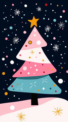 Wall Mural - Abstract cute funny beautiful decorated Christmas tree