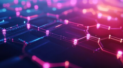Poster - Abstract digital network with glowing nodes and connections.