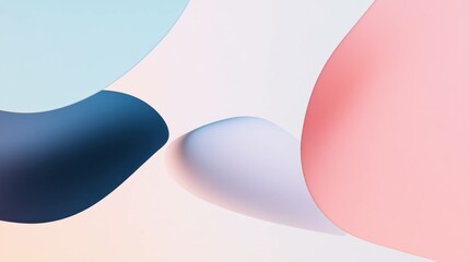 Canvas Print - Abstract composition of soft pastel shapes creating a modern and minimalistic background design with smooth curves and gentle gradients.