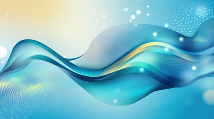 Poster - Abstract waves in blue and yellow hues create a dynamic and modern visual design.