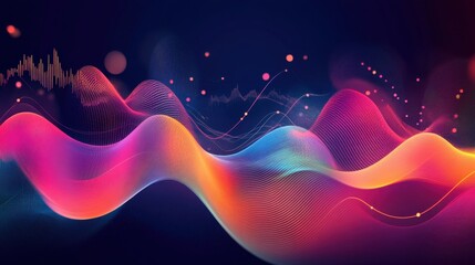 Poster - Abstract representation of sound waves with vibrant colors and dynamic patterns.