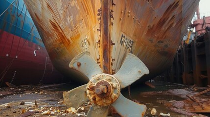 Poster - A broken ship propeller indicative of the potential disruptions and delays in grain shipping caused by changes in trade policies.