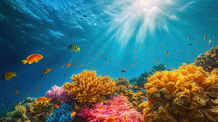 Poster - A beautiful coral reef thriving with an abundance of marine life reminding us of the delicate balance of marine ecosystems and the need for responsible stewardship to protect