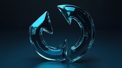 Poster - Abstract glass arrows forming a circular shape on a dark blue background.