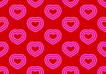 Wall Mural - seamless pattern of heart shaped tunnel. pink romantic pattern. pink and red colors. trendy vector i
