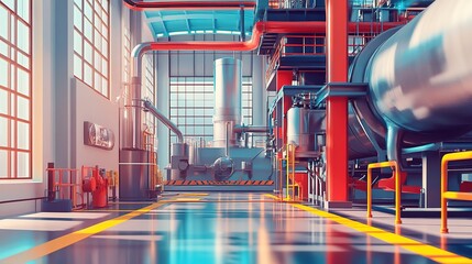 Poster - A high-tech industrial machinery system operating in a modern factory.