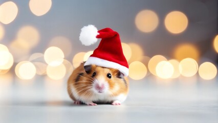 Wall Mural - Hamster Wearing Santa Hat