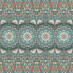 Wall Mural - Vector Ethnic Seamless vintage pattern background ornamental. Textile fabric ikat design