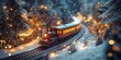 © gen_pick - Magical Winter Train Journey with Colorful Lights and Snowy Scenic Landscape