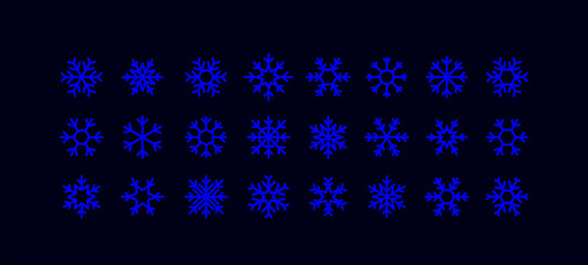 Poster - Snow Flake Vector Icons Set - Winter Snowflake Illustration - Line Snow Flake Symbols