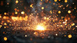 © Bay - Bright sparks explode into the air, casting a warm glow in the dark setting as skilled welders work diligently, showcasing the artistry of their craft and trade