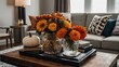© Artem - Autumn bouquets and pumpkins on coffee table display