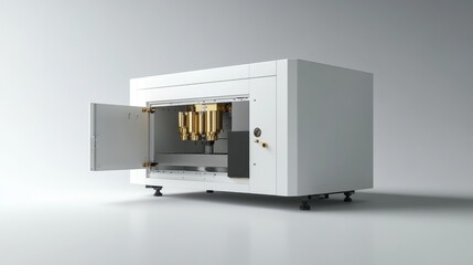 Poster - Modern White Laboratory Equipment with Open Door and Precision Tools