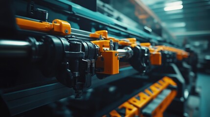 Poster - Close-Up View of Industrial Machinery with Modern Technology Features